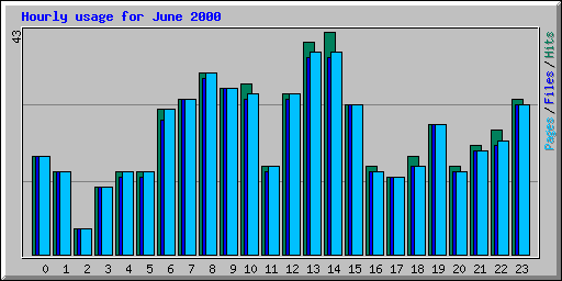 Hourly usage for June 2000